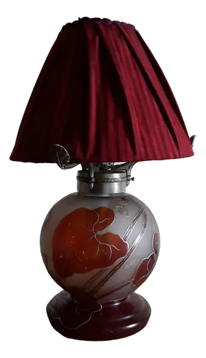 Vintage Silver Colour Metal Mounting & Red Fabric Shade Table Lamp from Carly, 1960s
