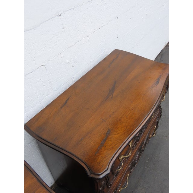 French Heavy Carved Large Nightstands Commodes Small Dressers Chests a Pair 6459 For Sale - Image 10 of 18