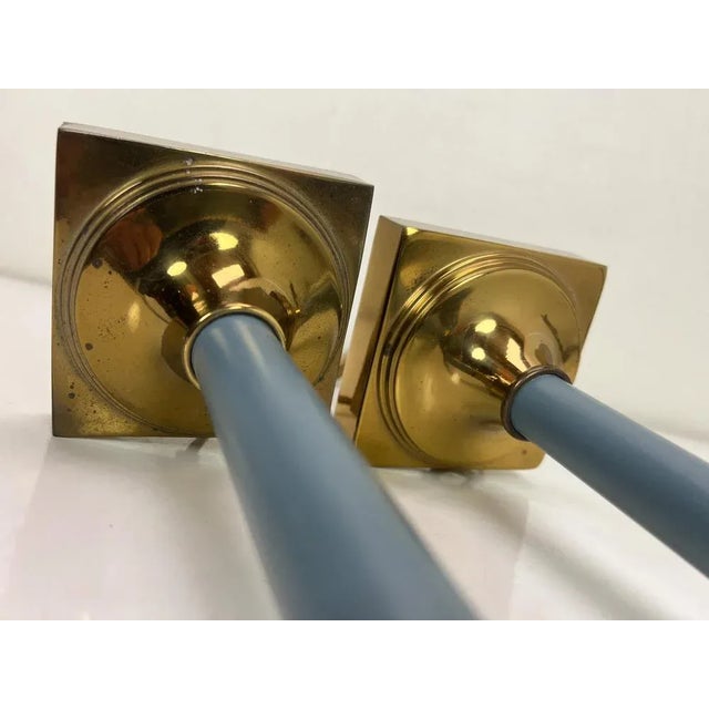 Metal Brass and Blue Steel Table Lamps from Kullmann, 1970s, Set of 2 For Sale - Image 7 of 12