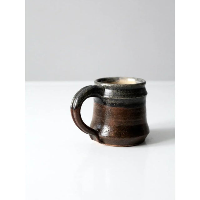 Brown Vintage Studio Pottery Mug For Sale - Image 8 of 10