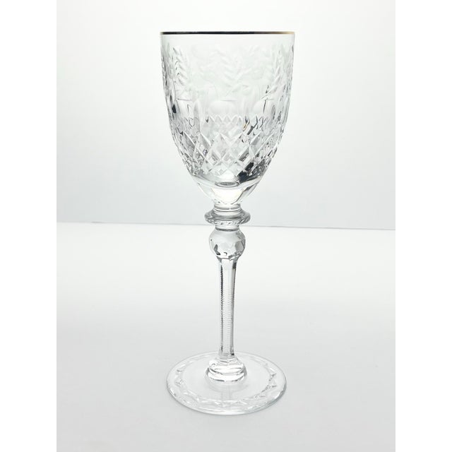1990s Rogaska “Gallia (Gold)” Set of 5 Crystal Gold Rim Water Glasses For Sale - Image 4 of 5