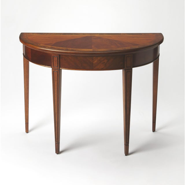 Traditional Hampton Demilune Console Table, Medium Brown For Sale - Image 3 of 3