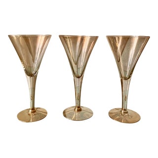 Vintage Dorothy Thorpe Gold Fleck Cocktail/Champagne Glasses- Set of 6 For Sale