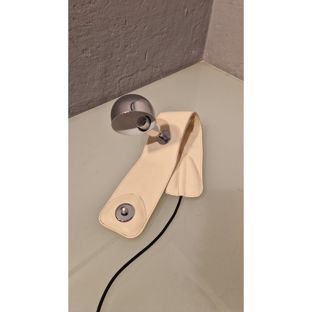 Model LP01 Lamp in White Leather and Polished Chromed Brass by Luigi Caccia Dominioni for Azucena, 1990s For Sale - Image 12 of 12