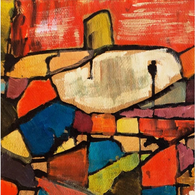 Abstract 'Abstract in Coral and Turquoise' by Pearl Took, 1968, Woman Artist, Pasadena, Otis Art Institute, Parsons School of Design For Sale - Image 3 of 10