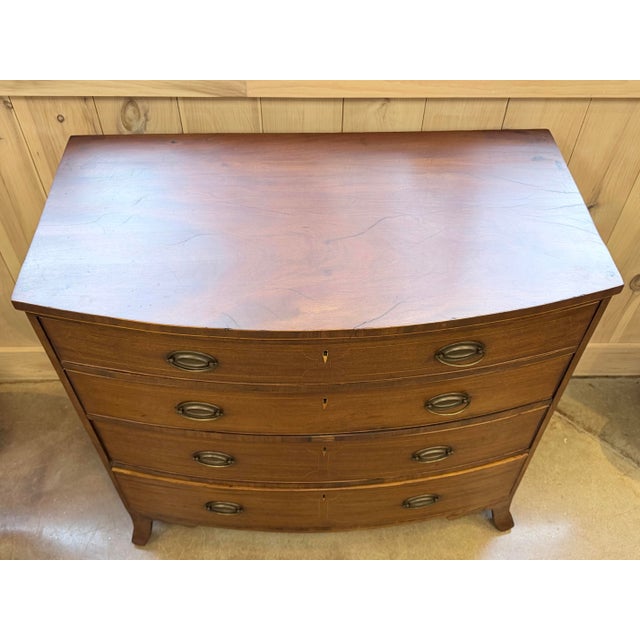 English 19th Century English Bowfront Mahogany Chest of Drawers For Sale - Image 3 of 11