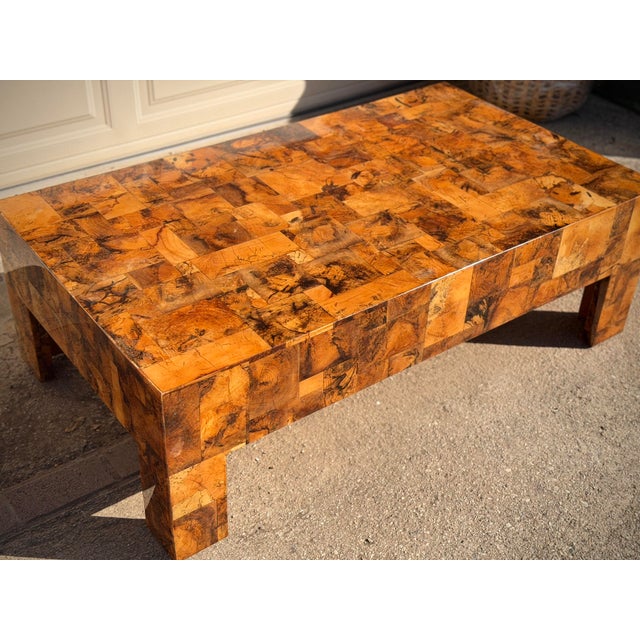 Made Goods Dramatic Thick Sculptural Made Goods “Giulio” Tamarind Patchwork Burl Coffee Table Statement Piece For Sale - Image 4 of 12