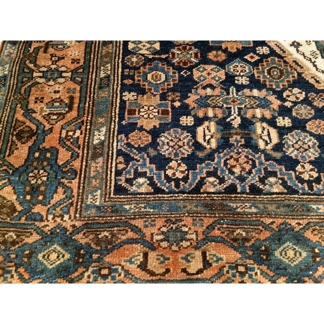 Antique Persian Malayer Area Rug, Hand-Knotted Wool, Geometric Medallion Pattern, Ivory & Navy,5x7 For Sale - Image 16 of 17