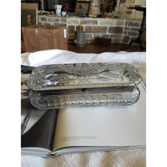 Metal Large Antique American Brilliant Cut Glass Box For Sale - Image 7 of 7