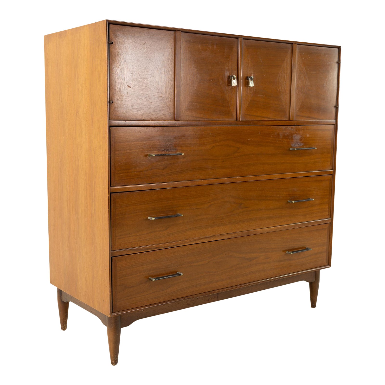 Ramseur Mid Century Walnut Armoire Highboy Dresser Gentleman's Chest
