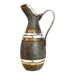 Fratelli Fanciullacci Italian Ceramic Gold Glazed Incised Pitcher