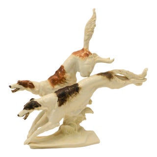 Large Art Deco Hutschenreuther Running Borzois Figurine by Karl Tutter For Sale