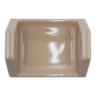 Vintage Flush Mount Dark Tan Ceramic Toilet Paper Holder For Sale