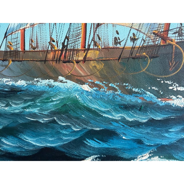 2010s K. Dossi Original Sailing Ship Oil Painting, Nautical Seascape, Maritime Art For Sale - Image 5 of 12