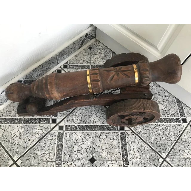 Decorative Carved Wooden Cannon,1950s For Sale - Image 3 of 17