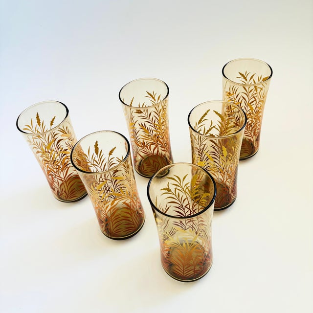 Mid-Century Modern 1970s Vintage Wheat Tumblers - Set of 6 For Sale - Image 3 of 10