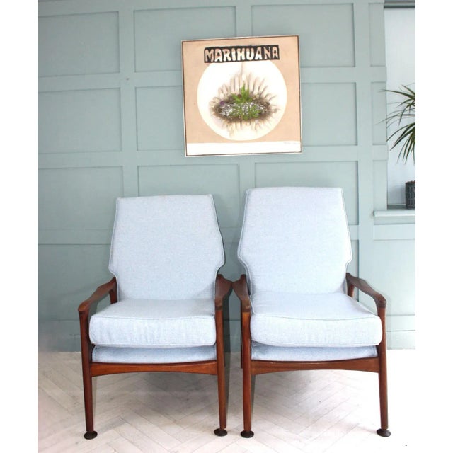 Blue Mid-Century Danish Teak Armchair by Fred Lowen, 1960 For Sale - Image 8 of 11