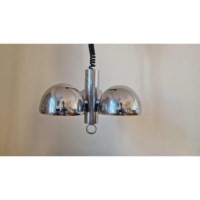 Metal Mid-Century Space Age Chrome Chandelier from Hillebrand, Germany, 1970s For Sale - Image 7 of 18