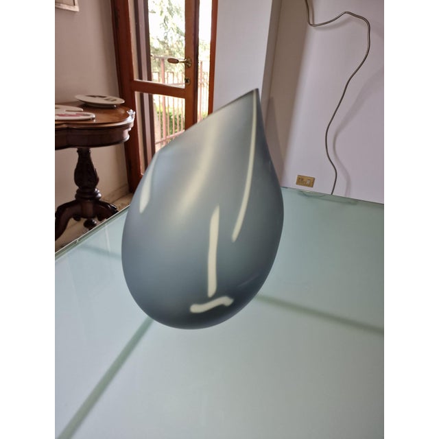 Murano Blown Satin Glass Vase with White Veins, 2000s For Sale - Image 3 of 14