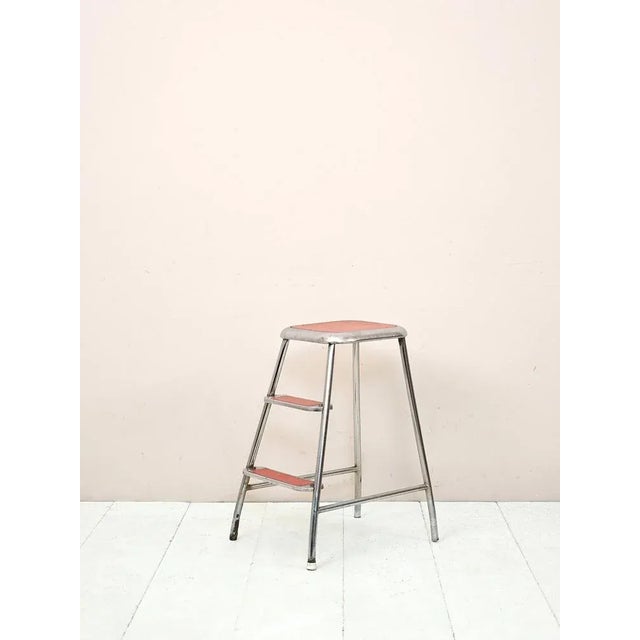 Red Metal Step Ladder, 1960s For Sale - Image 6 of 6