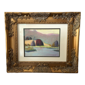 “Gumdrop Trees” by Sue Lockwood – Original 2004 Oil Pastel Landscape, Grand Rapids Artist