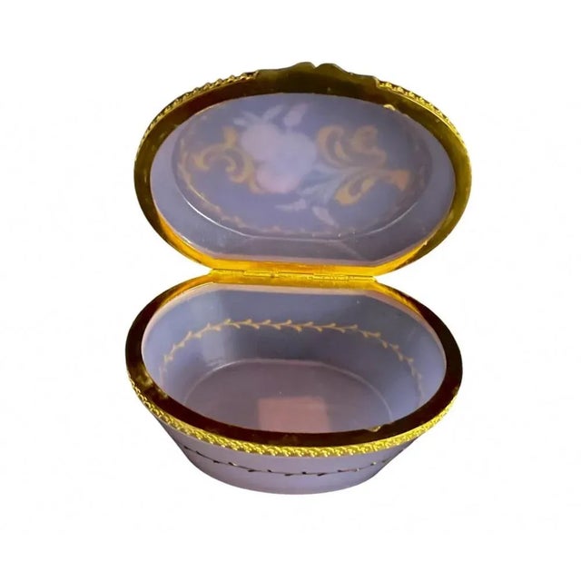 Casket with Hand Painted Cover in Opaline Glass For Sale - Image 5 of 9