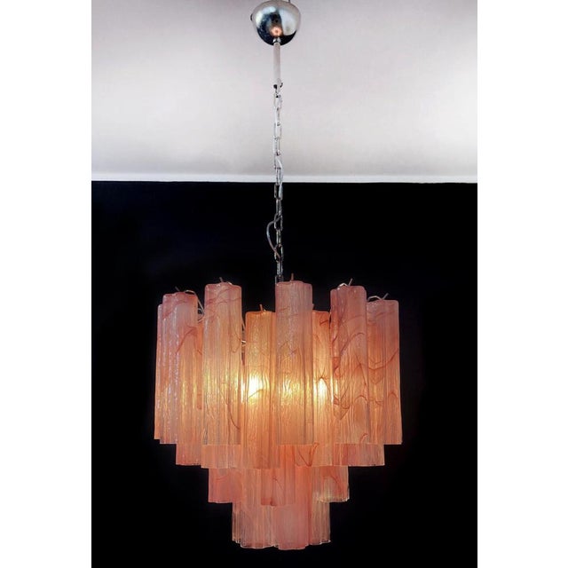 1980s Pink Alabaster Murano Glass Tronchi Chandelier, 1980s For Sale - Image 5 of 18