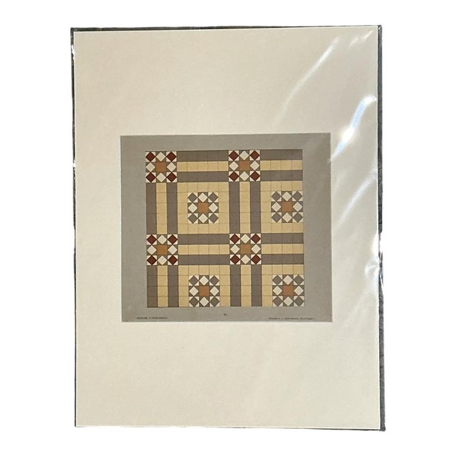 Paper Vintage Geometric Tile Pattern Serigraph For Sale - Image 7 of 12