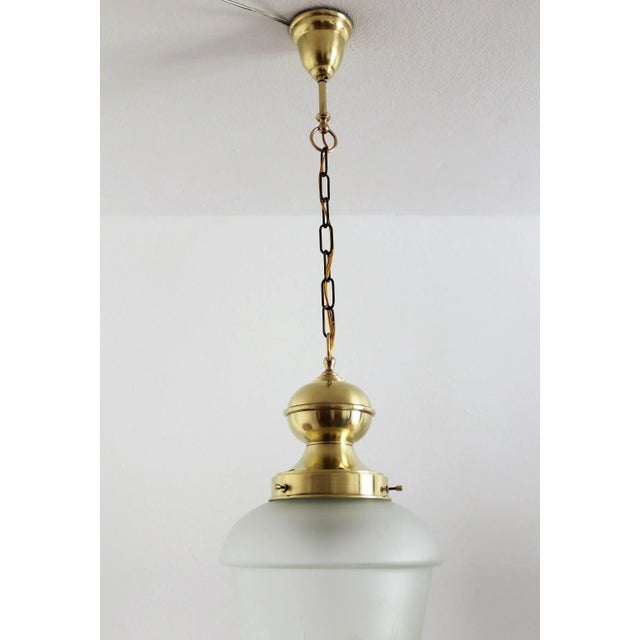 1970s Italian Brass and Cut Glass Pendant Lamp, 1970s For Sale - Image 5 of 14