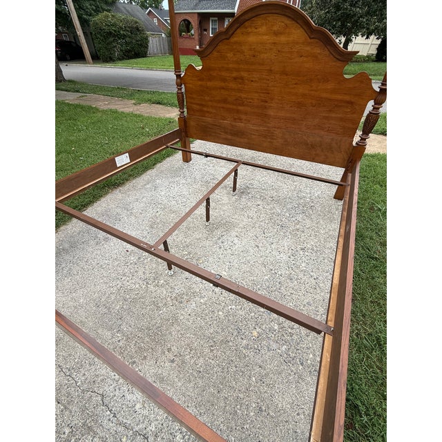 Brown Thomasville King Size Hardwood Carved Poster Bed For Sale - Image 8 of 18