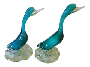 Murano Aqua Ducks - a Pair