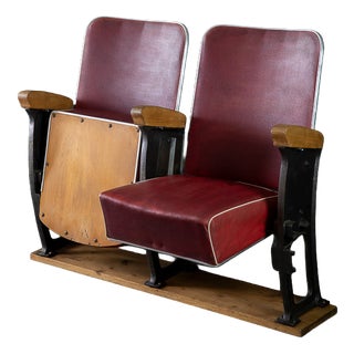 Vintage Cinema Seat in Leather, 1950s For Sale