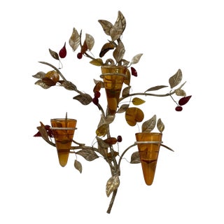 Italian Murano Glass and Florentine Tole Wall Sculpture by Jordan, 1950s For Sale