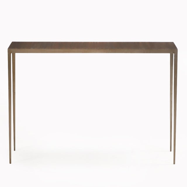 Contemporary A Pair of Iron Console Tables, in the Manner of Jean-Michel Frank. Contemporary For Sale - Image 3 of 7