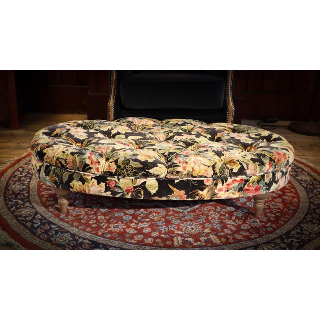 Textile Large Country House Ottoman in Floral Velvet, 2010s For Sale - Image 7 of 11