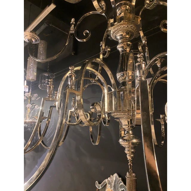 1930’s English Silver Plated 18 Lights Chandelier For Sale - Image 4 of 5
