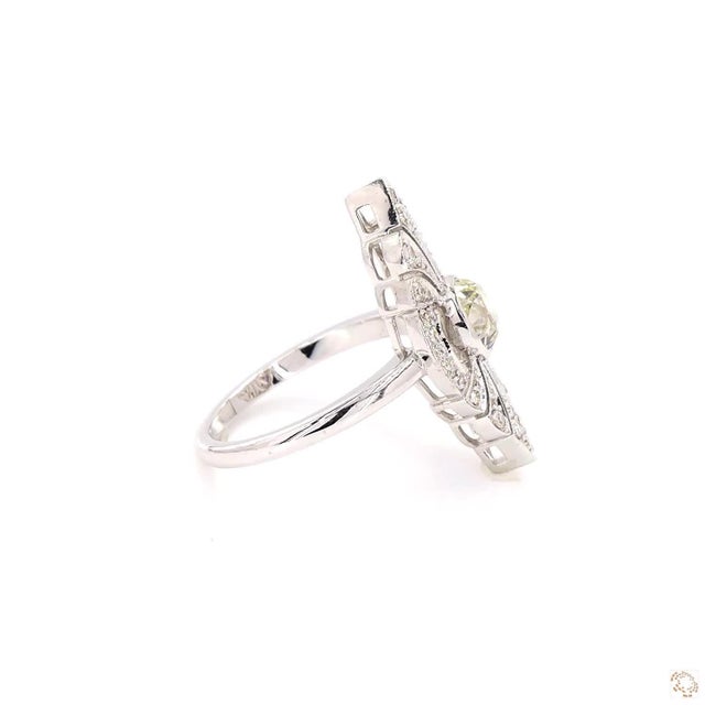 Silver Early 20th Century 1.1 Carat Old European Cut Diamond Gold Ring, Size 6.5 For Sale - Image 8 of 9