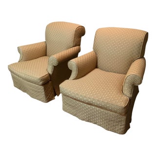 1990s Jonas Pre-Owner Upholstered Skirted Arm Chairs - a Pair For Sale