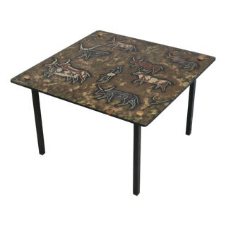 20th Century Modernist Églomisé Glass Top Side Table, Italy For Sale
