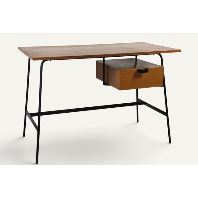 Desk by Pierre Paulin for Thonet in Oak and Black Metal, 1950s For Sale - Image 11 of 18