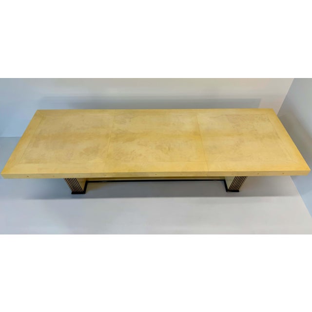 Art Deco Italian Parchment Maple, Black and Brass Stars Table, 1940s For Sale - Image 16 of 17