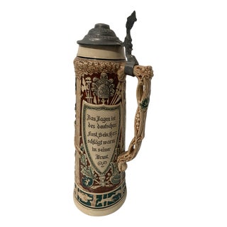 Large Glazed Stoneware Beer Mug, Germany, Late 19th Century For Sale