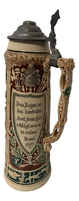 Large Glazed Stoneware Beer Mug, Germany, Late 19th Century