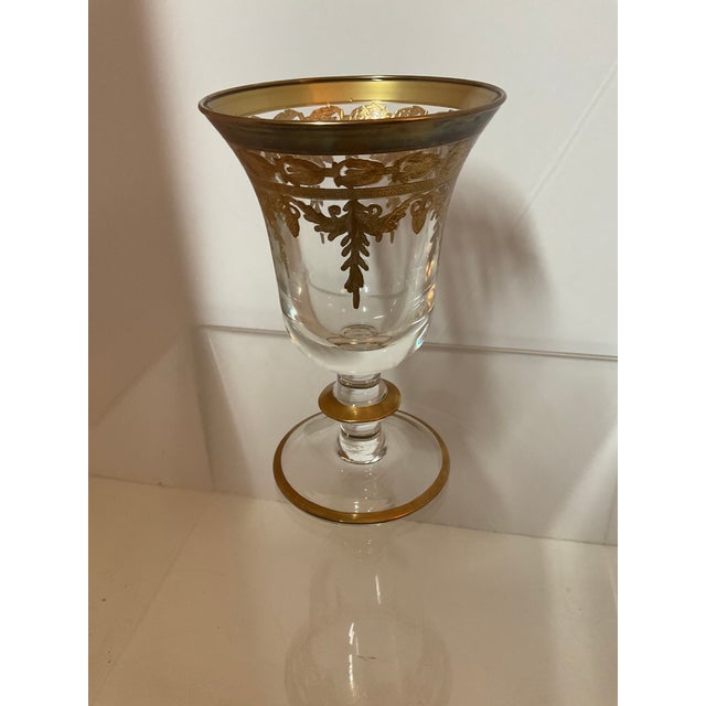 Mid 20th Century Early 20th Century Medici Gold Arte Italica Water Goblets- Set of 2 For Sale - Image 5 of 5