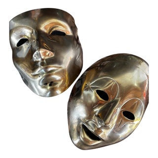 Brass Masks, Pair For Sale