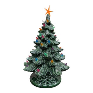 Vintage Nowell (?) Ceramic Christmas Tree Mold Green Glaze For Sale