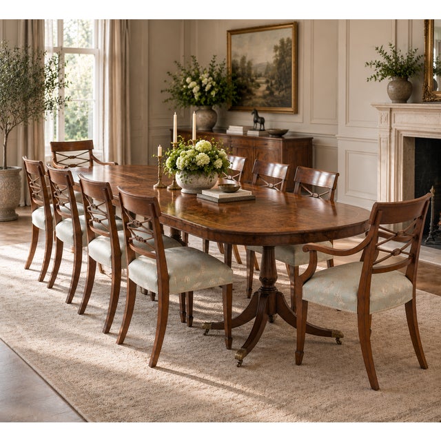 A superb set of ten antique Edwardian mahogany dining chairs, circa 1900, comprising eight side chairs and two matching...