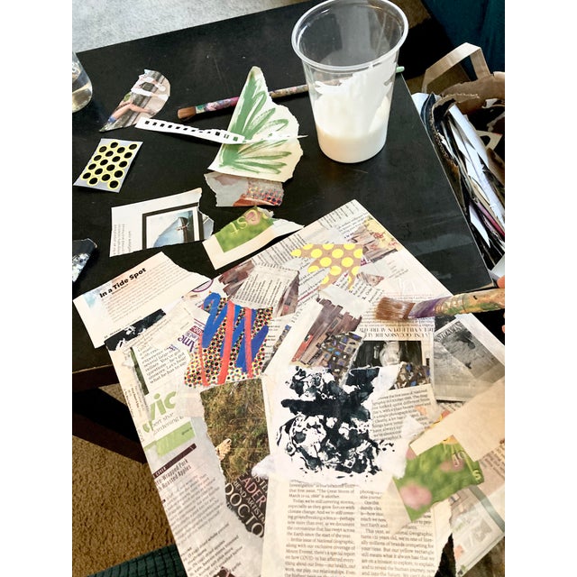 Wood Modern Encaustic and Collage Painting 'Home Grown' For Sale - Image 7 of 8