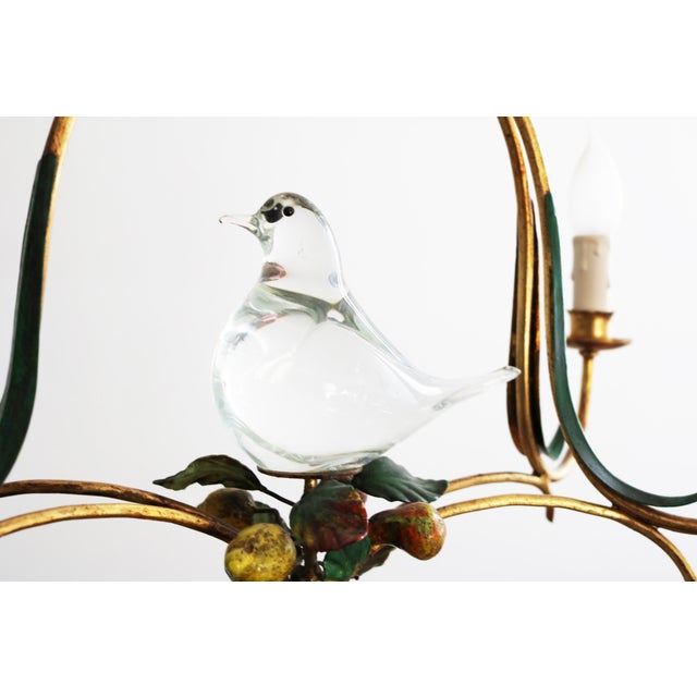 Hollywood Regency Hollywood Regency Florentine Murano Glass Chandelier with Bird, Italy, 1970s For Sale - Image 3 of 10