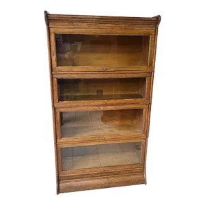 Early 20th Century Humphrey Widman Tiger Oak Barrister Lawyer Four Sectional Stacking Bookcase